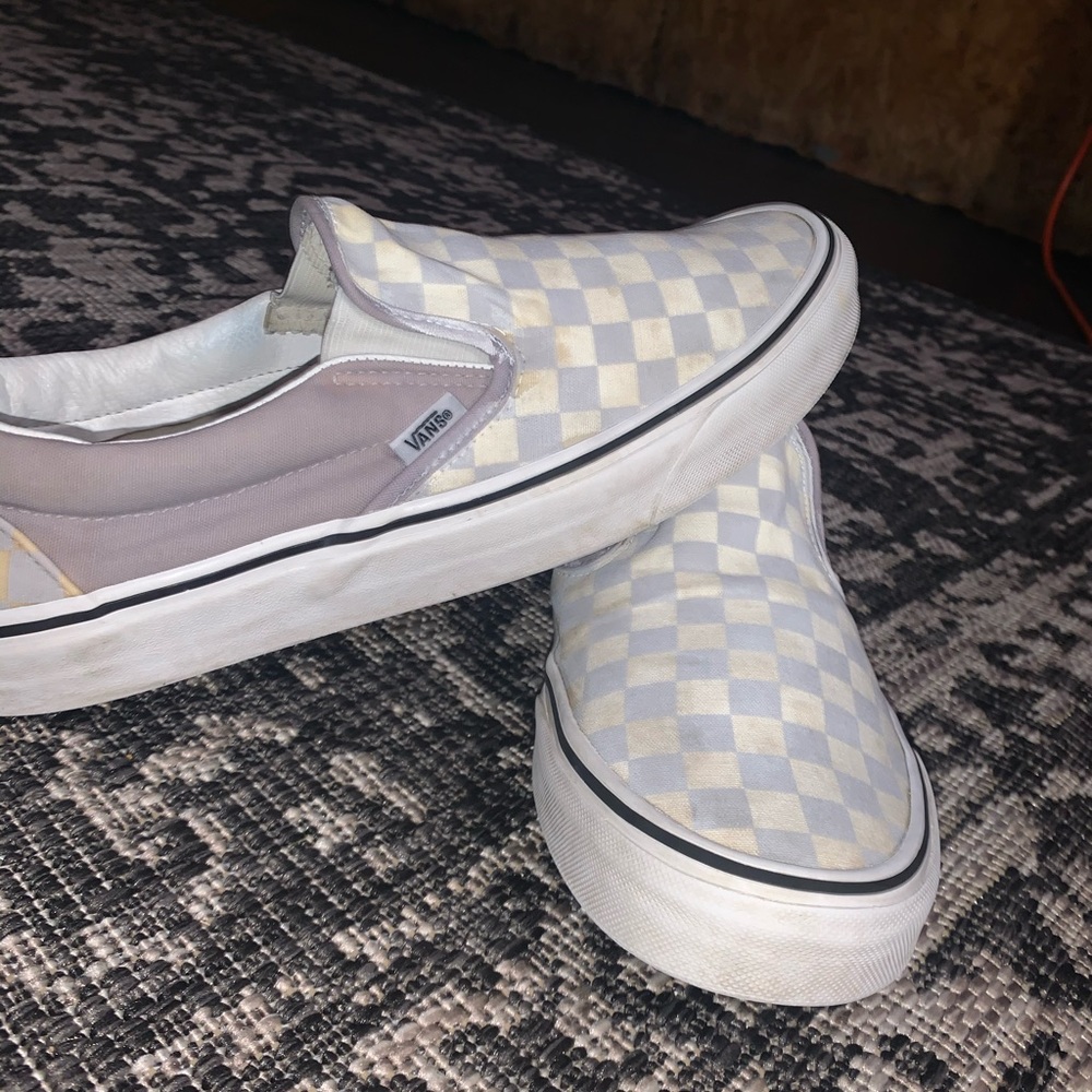 Gray & White Checkerboard Slip on Vans